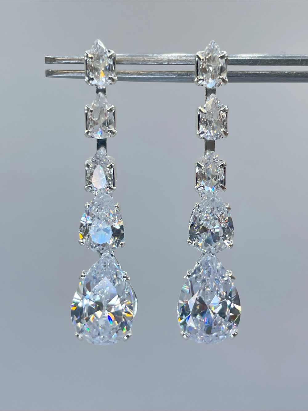 Swarovski Crystal Elements White Crystal Dangle Earrings Bridal Prom Formal